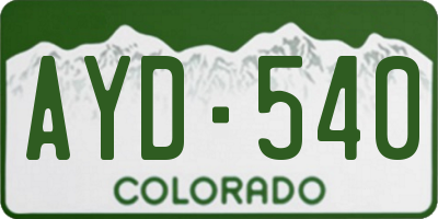 CO license plate AYD540