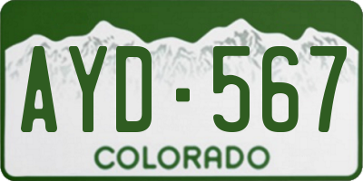 CO license plate AYD567