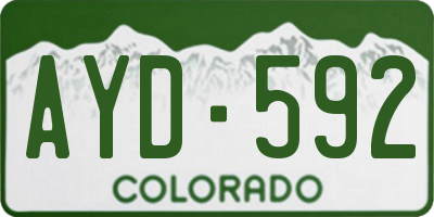 CO license plate AYD592