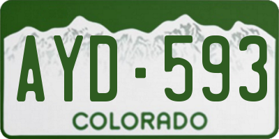 CO license plate AYD593