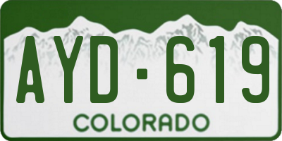 CO license plate AYD619