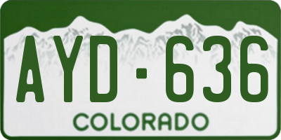 CO license plate AYD636