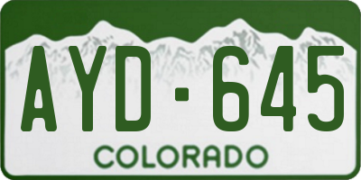 CO license plate AYD645