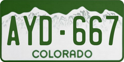 CO license plate AYD667