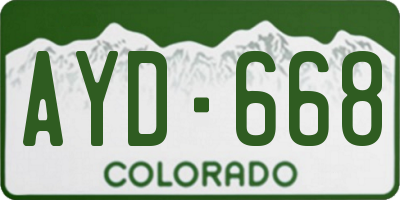 CO license plate AYD668