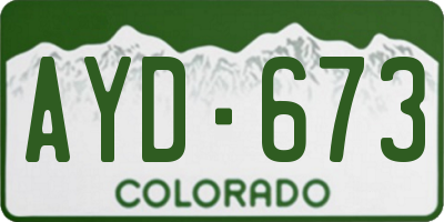 CO license plate AYD673