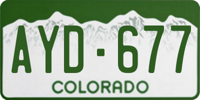 CO license plate AYD677