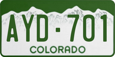 CO license plate AYD701