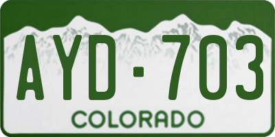 CO license plate AYD703