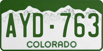 CO license plate AYD763