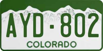 CO license plate AYD802