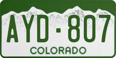 CO license plate AYD807