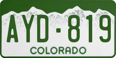 CO license plate AYD819