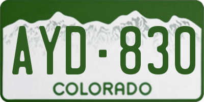 CO license plate AYD830