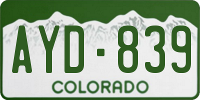 CO license plate AYD839