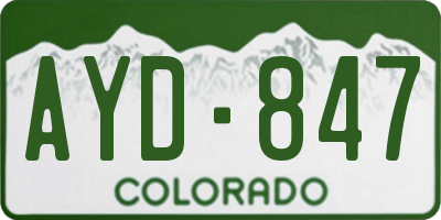 CO license plate AYD847