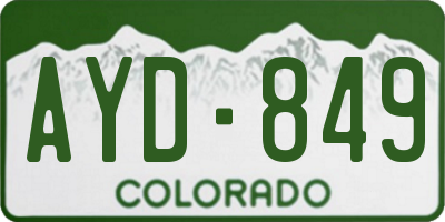 CO license plate AYD849