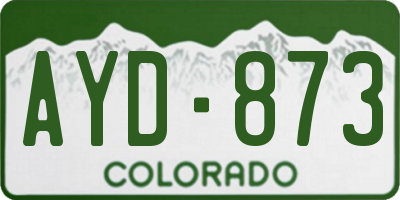 CO license plate AYD873