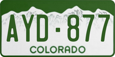 CO license plate AYD877