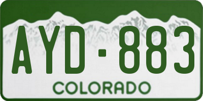 CO license plate AYD883