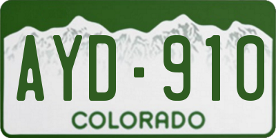 CO license plate AYD910