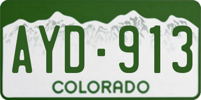 CO license plate AYD913