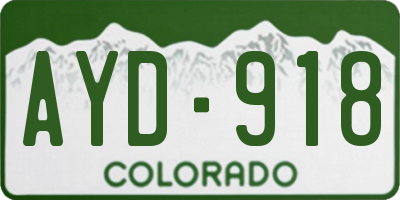 CO license plate AYD918