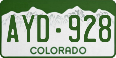 CO license plate AYD928