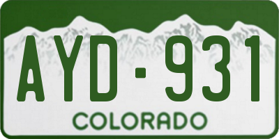 CO license plate AYD931