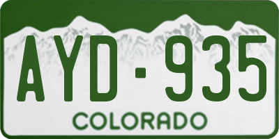 CO license plate AYD935