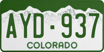 CO license plate AYD937