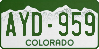 CO license plate AYD959