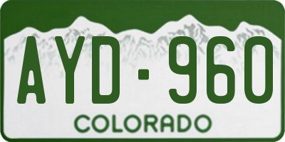 CO license plate AYD960