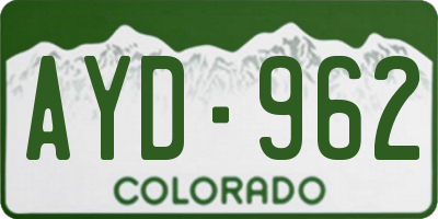 CO license plate AYD962