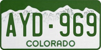 CO license plate AYD969