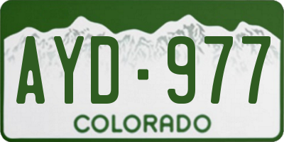 CO license plate AYD977