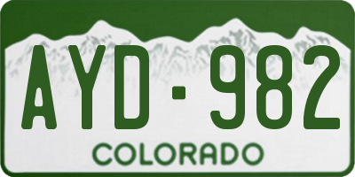CO license plate AYD982
