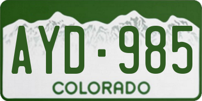 CO license plate AYD985
