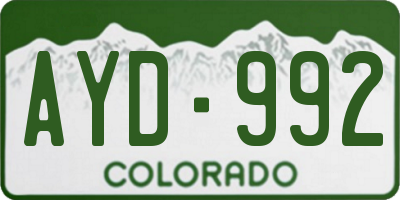 CO license plate AYD992
