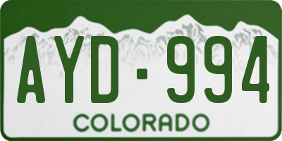 CO license plate AYD994