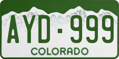 CO license plate AYD999