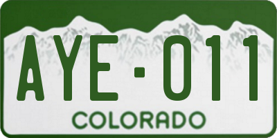 CO license plate AYE011