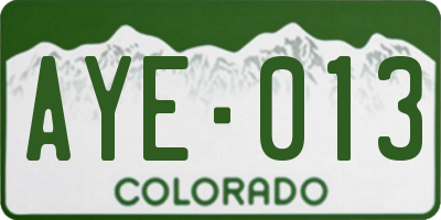 CO license plate AYE013