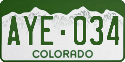 CO license plate AYE034