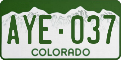 CO license plate AYE037