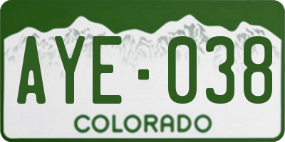 CO license plate AYE038