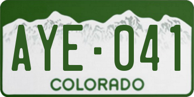 CO license plate AYE041