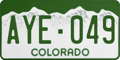 CO license plate AYE049