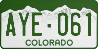 CO license plate AYE061