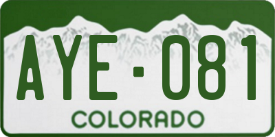 CO license plate AYE081